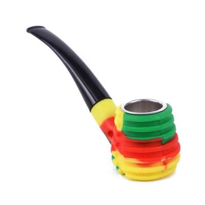 China Durable Glass Spoon Pipes 6 Colors Glass Tube Filter Silicone Smoking Pipe Tobacco Pipes for sale