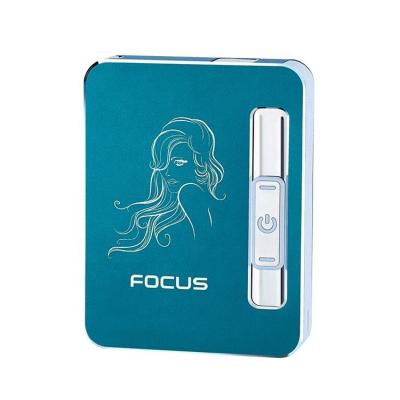 China Aluminum Automatic Metal USB Rechargeable Lighter Cases, Holds 10pcs Tobacco With Gift Box for sale