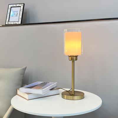 China ETL E26 E27 iron metal hotel table lamp modern decorative glass luxury bedroom bedside table lighting lamp for sale