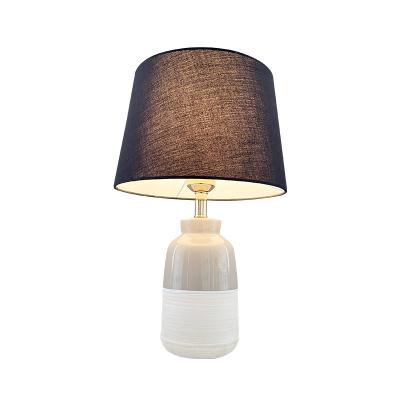 China Small Farmhouse Bedroom Nightstand Lamps Fabric Shade Desk Reading Lights Minimalist Bedside Table Lamp for Kids Room Living Room Office for sale