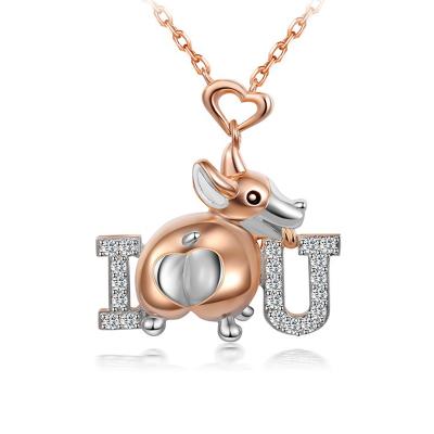 China 2021 new corgi necklace girl corgis i love you heart shaped cute cute corgi necklace for sale