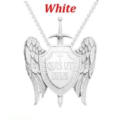 China Hiphop Men's Shield Pendant Angel Wing Necklace Sword Necklace Jewelry for sale