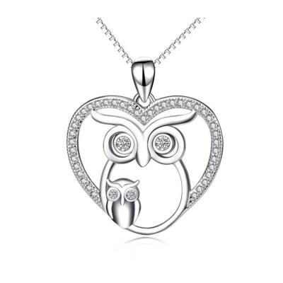 China New Cute Owl Pendant Necklace Silver Owl Necklace Mother and Child Owl Necklace Jewelry Girl for sale