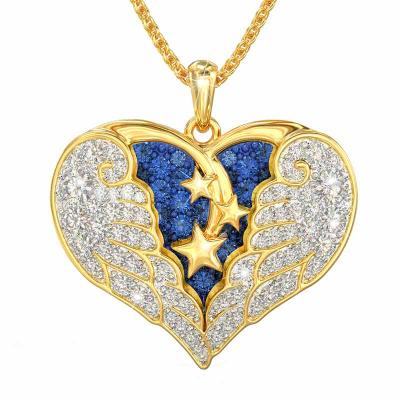 China Romantic Fashion Heart Necklace Pendant Lady Star Angel Wing Necklace Gold Necklace for sale