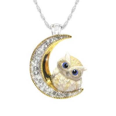 China Cute Cute Moon Necklace Fashion Owl Necklace Lady Animal Pendant Gold Necklace for sale