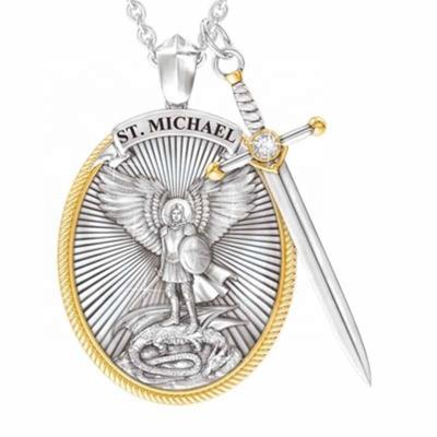 China Hiphop Hip Hop Fashion Mens Heaven Arkhangel Blessing Pendant With Sword Knight Necklace for sale