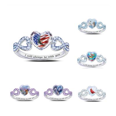 China Hiphop Cartoon Heart Shaped Crystal Ring Set Jewelry Ring Kids Gift Animal Ring for sale