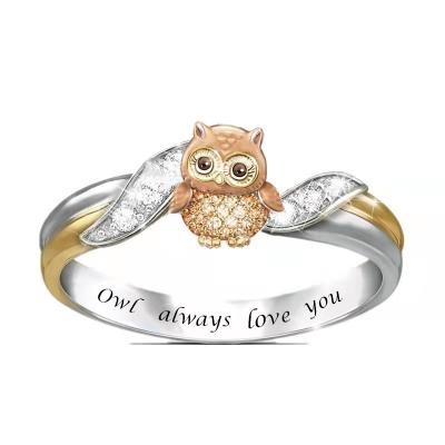 China Hot Selling Cute Jewelry Cute Little Owl Animal Lady Alloy Ring for sale