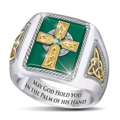 China Retro New Mens Irish Celtic Hip Hop Cross Mens Ring for sale