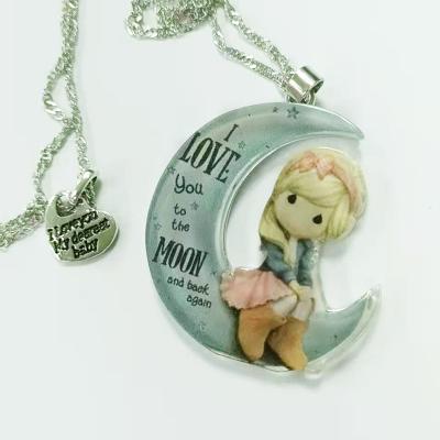 China Cartoon Fashion Couples Confession Moon Cute Princess Wild Girl Pendant Necklace for sale