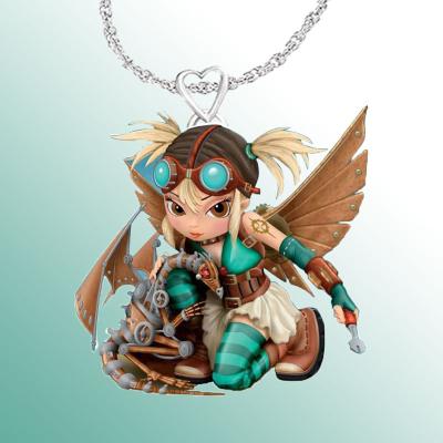 China Green Angel Necklace Pendant Necklace Cute Dragon Girl Children Cartoon Jewelry for sale