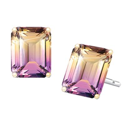 China Wholesale Romantic Artificial Colorful Square Crystal Glass Earrings Ladies Shape Earrings for sale