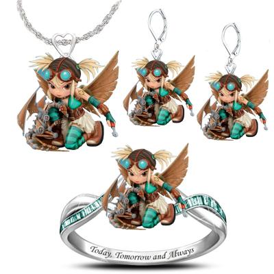 China New Cute Pendant Jewelry Eagle Gothic Ring Children Jewelry Dragon Girl Necklace Cartoon Warrior Elf for sale