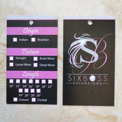 China Recyled HT-13 Logo Printed Private Label Hair Bundle Tags and Custom Labels, Custom Hair Hang Tags And Bundle Wraps for sale