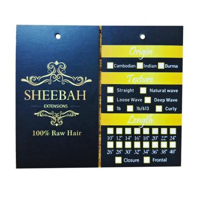 China Stylish Recyled HT-44 Design Hair Extension Packaging Wig Hang Tags Hair Bundle Wrap Label Sticker Strong Adhesive Wig Tags for sale