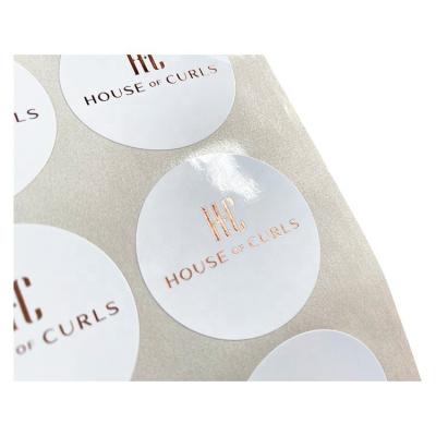 China ST-02 Logo Printing Stickers Rose Gold Waterproof Foil Stamp Cosmetic Bottle Customized Label Sticker Fancy Adhesive Packaging Printing for sale