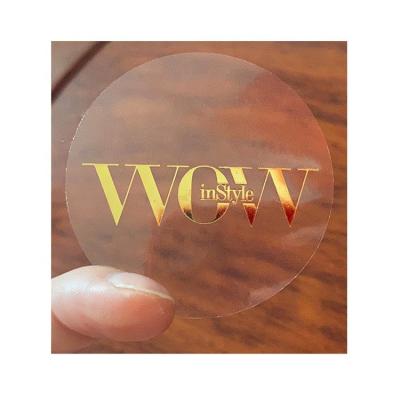 China ST-27-1 Waterproof High Quality Custom Logo Gold Foil Stamping Clear Small Round PVC Adhesive Label Sticker for sale