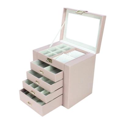 China Eco - Friendly Luxury Home Custom Large Capacity Leather Four Drawer Jewelry Box for sale