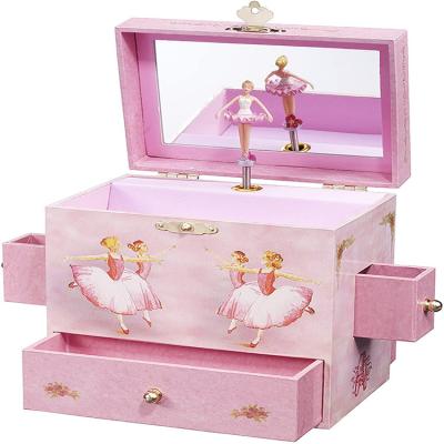 China Dongguan factory wooden jewelry box ballerina wooden jewelry box antique musical roses wooden swan jewelry box for sale