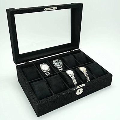 China Storage/Show /Gift/Packaging Custom Cheap Gift Envelope Box For Lock 10 Slot Watch Box Glass for sale