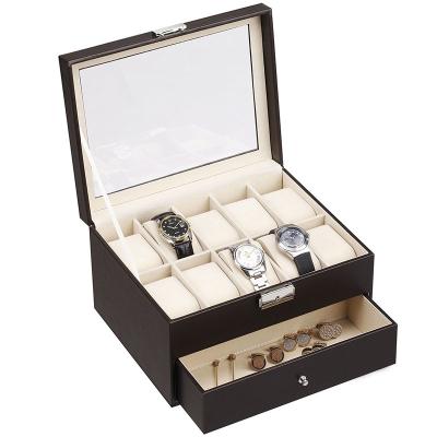 China Storage / Display Professional OEM Service Custom 10 Slot Large Size Leather Watch Storage Box /Gift/Packaging Watch Storage Box for sale