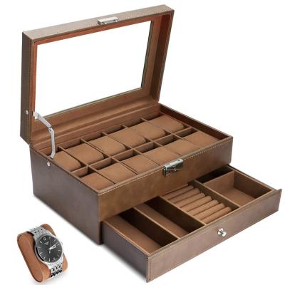 China Storage/Show /Gift/Packaging Factory 2 Drawers 12 Slots Watch Glasses Case Display Women Watch Jewelry Gift Box Set Luxury Fashion for sale