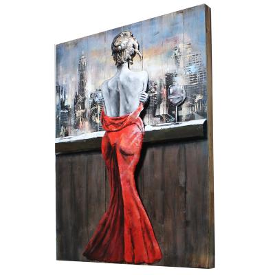 China 100% Handmade Fashionable Ladies Wooden Wall Decor Art Canvas Abstract Painting for sale