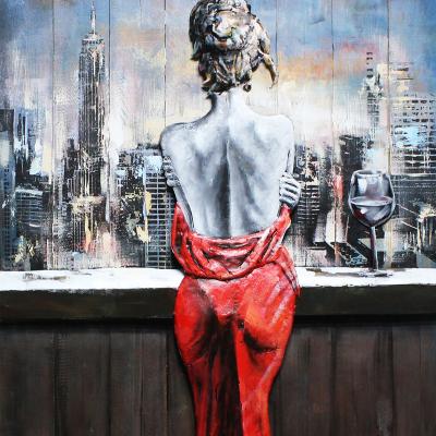 China 100% Beautiful Handmade Abstract Paintings Lady Painting Wooden Wall Decor Living Room Decoration for sale