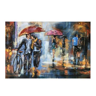 China 100% Handmade Modern Abstract Oil Paintings Simple Design Woman Couples Metal Wall Decor for sale