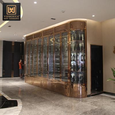 China (Other) (Other) Stainless Steel Adjustable Wine Cabinet Vinotheque Luxury Refrigerated Cabinet for sale