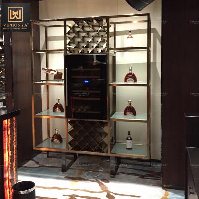 China (Other) (Other) Customized Modern Adjustable Stainless Steel Wine Cabinet Display Sight Wine Rack for sale