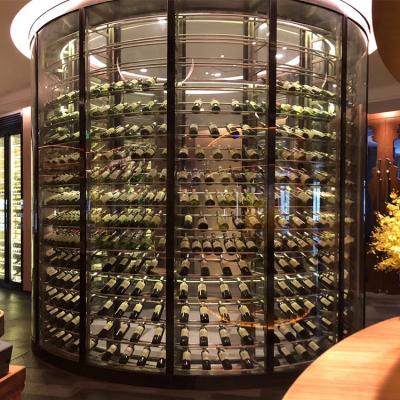 China Wine Display Wine Display Shape Vintry Storage Furniture Round Luxury Wine Glass Display Cabinet for sale