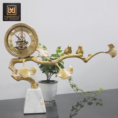 China Modern Decorative Tree And Clock Hotel Restaurant Metal Home Brass Crafts for sale