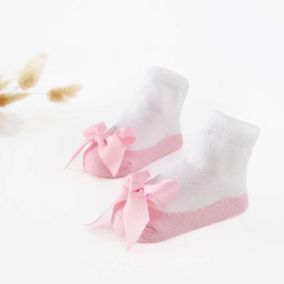 China Breathable Cute Infant Flower Ankle Cotton Toddler Toddler Lace Bow Socks Anti Slip Hose Socks for sale