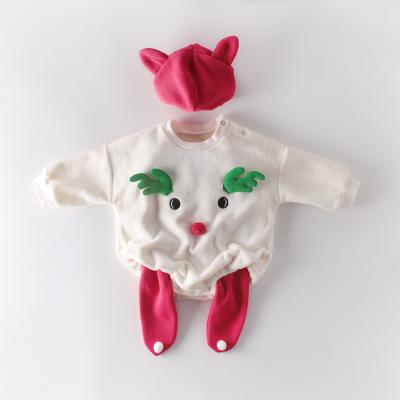 China Infant And Toddler Winter Christmas Costume Baby Romper+suit+hat 3pcs Cute Baby Clothes Anti-Shrink for sale