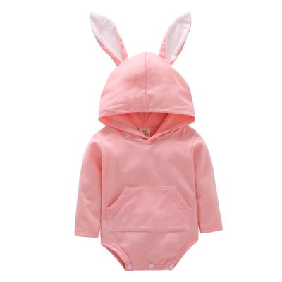 China Cotton Autumn Baby Clothes Sets Solid Color Rabbit Ears Baby Romper Rabbit Clothes for sale