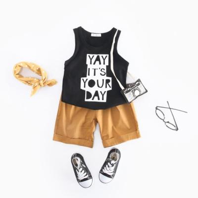 China Fashion Boys Letter Casual Vest+Shorts Comfortable 100%Cotton Summer Durable Clothes Sets Kids Wears Boys Clothing Sets for sale