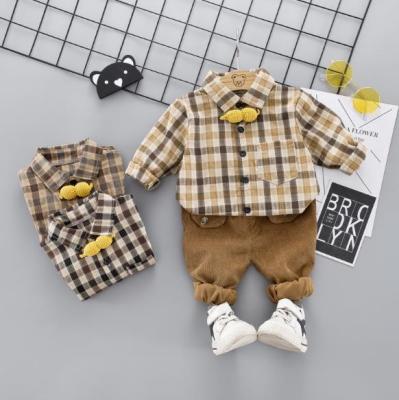 China Wholesale Casual Handsome Boy Clothes Toddler Boutique Long Sleeve Plaid T-Shirt for sale