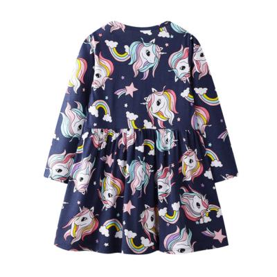 China Autumn Kids Cute Unicorn Breathable Fancy Long Sleeve Girls Dresses 5 Years Old for sale