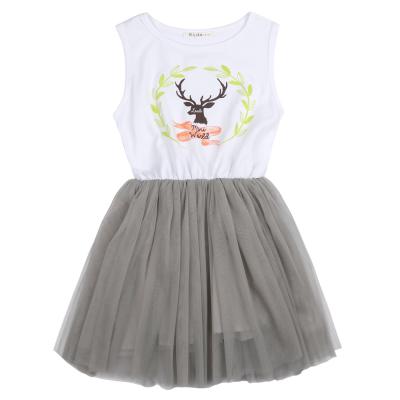 China Breathable Children Vest Princess Dress Kids Summer Cute Printing Dresses for sale