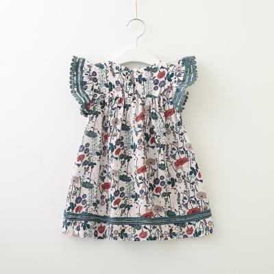 China Summer Breathable Wholesale European Style Flying Babies Cotton Sleeveless Dresses for sale