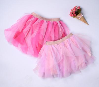 China Wild Rainbow Breathable Mesh Girl Tulle Skirt Pleated Baby Tutu Dress Candy For INS Party Princess for sale