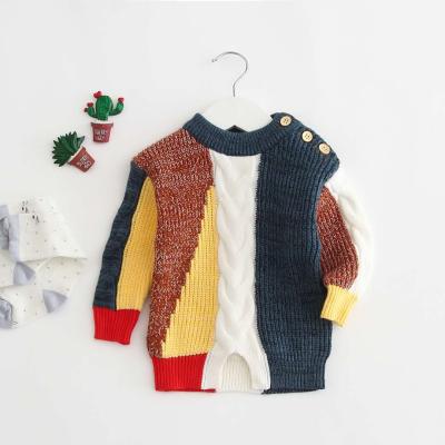 China 2021 New Arrival Baby Winter Color Block Sweater Boys And Girls Sweater Autumn Warm Breathable Knitted Clothes for sale