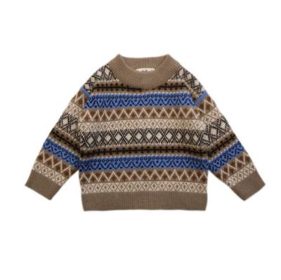 China Anti Shrink Colorful Striped Children's Sweater For 1-3yrs Baby Boy Knitted Crewneck Baby Sweater for sale