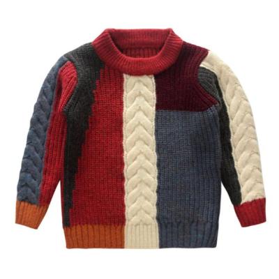 China Children anti-shrink European clothing style color baby sweater single quilted long sleeve plus velvet sweater for sale