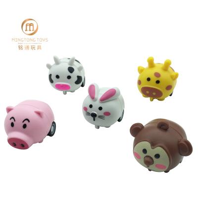 China Mini Animal Model Promotional Gift Plastic 6 Kind Animal Models Mixed Cars Mini Cartoon Pull Back Toy for sale