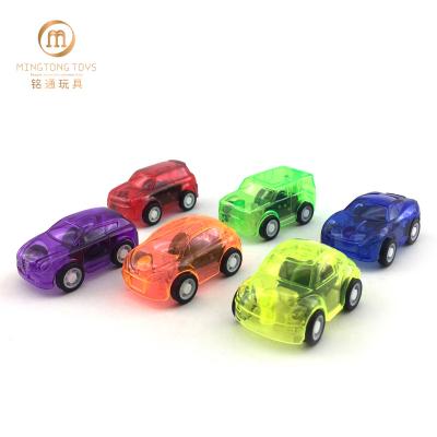 China Transparent PS+PP Candy Color Plastic Model Mini Pull Back Car Toys For Surprise Egg for sale