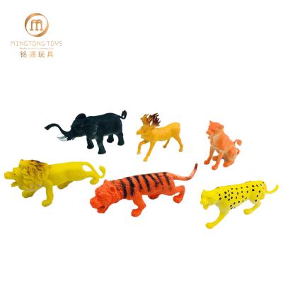 China Hot Selling Jungle Zoo 6pcs Animal Educational Solid Material Plastic Animal Set Kids Toy Amazon Children Study Toy for sale