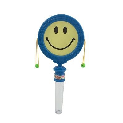 China Plastic Candy Toys Children Shake Drum Tube Sistrum Smiling Sistrum Toy With Candy Dispenser Toy for sale