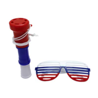 China Plastic Air Horn Customize Soccer Match Plastic Air Horn Toy Cheering Mini Trumpet With Glasses for sale